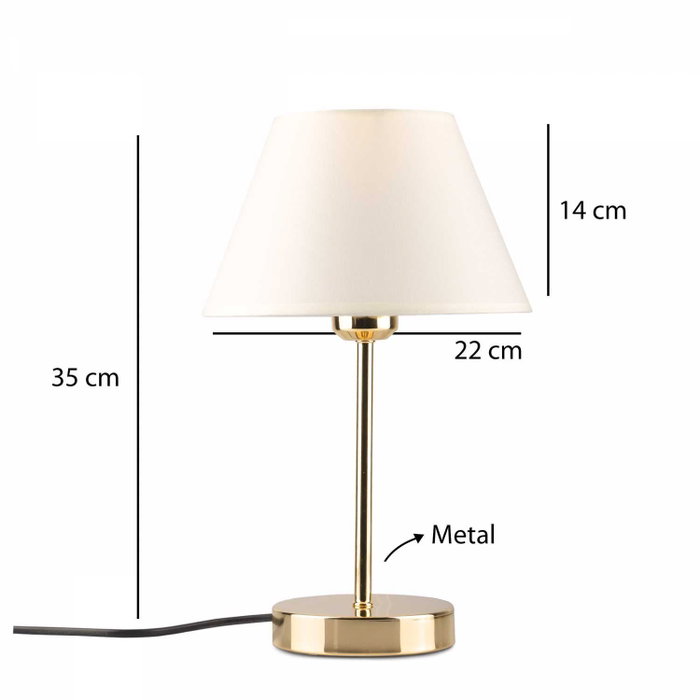 Opviq Lámpara de Mesa Crema con Cuerpo Metálico Opviq Lámpara de Mesa Crema con Cuerpo Metálico